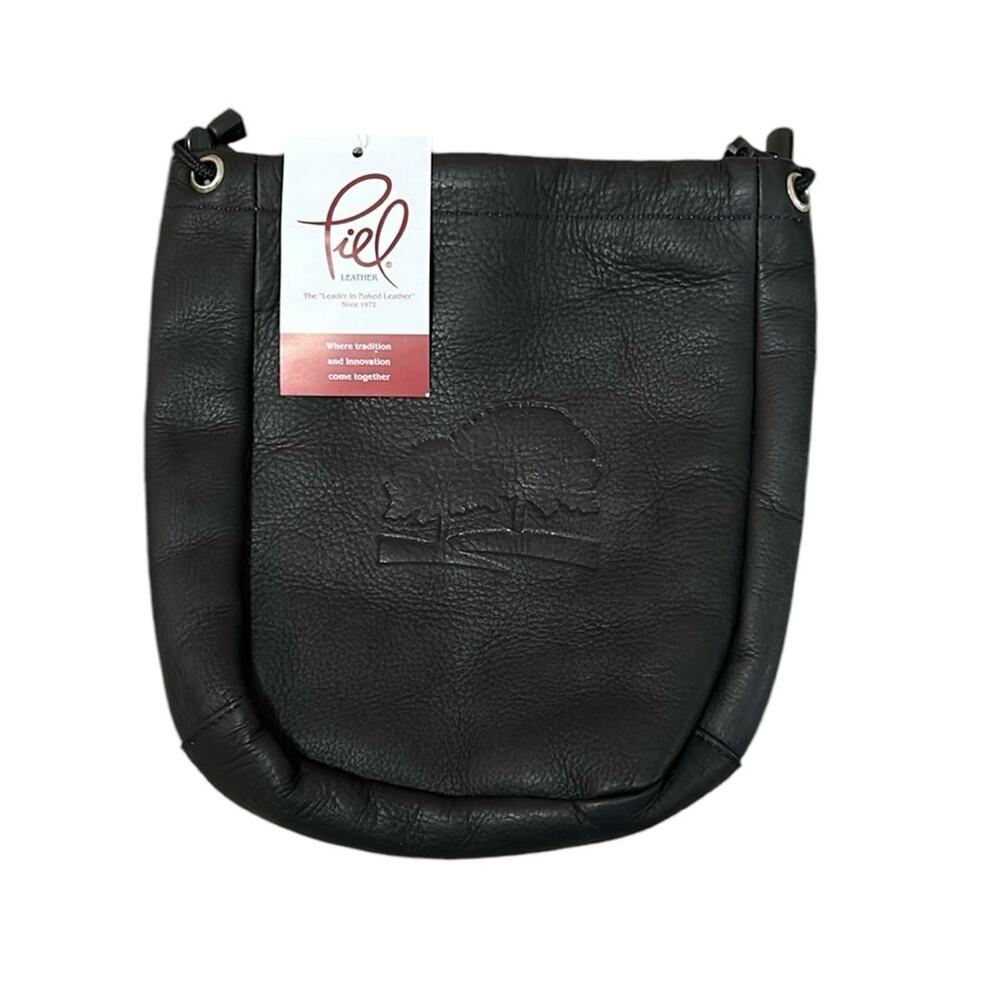 NOT FOR SALE Piel Genuine Leather Black Drawstring Bag